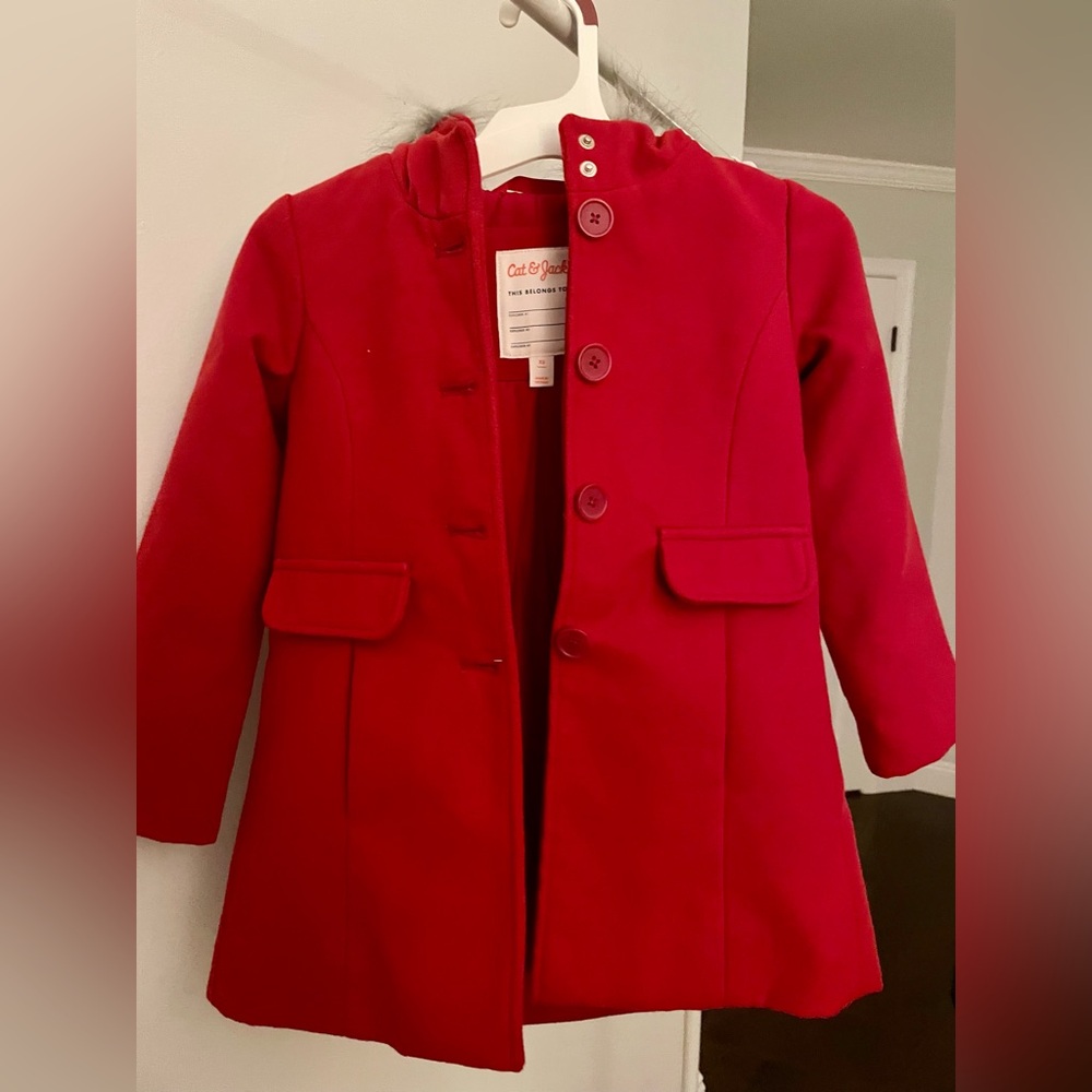 Cat & Jack Kids Vibrant Red Pea Coat